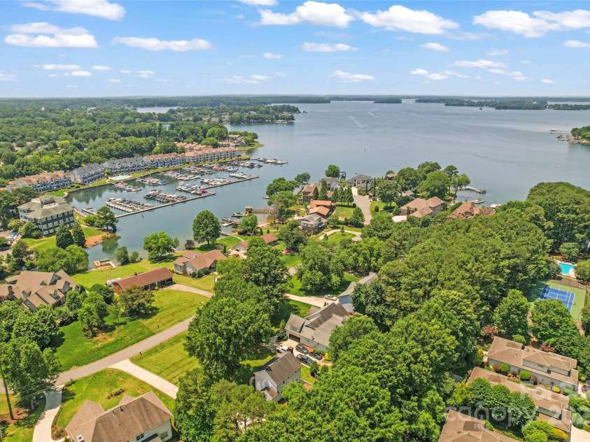 18733 Bluff Point Road, Cornelius, NC 28031.  MLS# CAR4267199, YatesRealty ID 28952. Aerial view from home