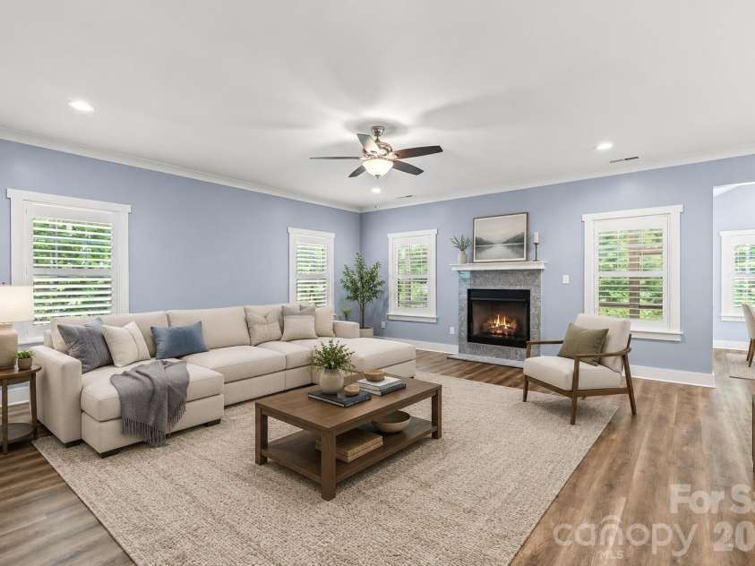 7575 Deer Track Drive, Denver, NC 28037.  MLS# CAR4391104, YatesRealty ID 29007. Spacious living room virtually staged