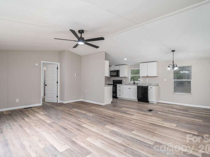 3462 Eaker Road, Cherryville, NC 28021.  MLS# CAR4390279, YatesRealty ID 29035. View from front door, kitchen, living and dining