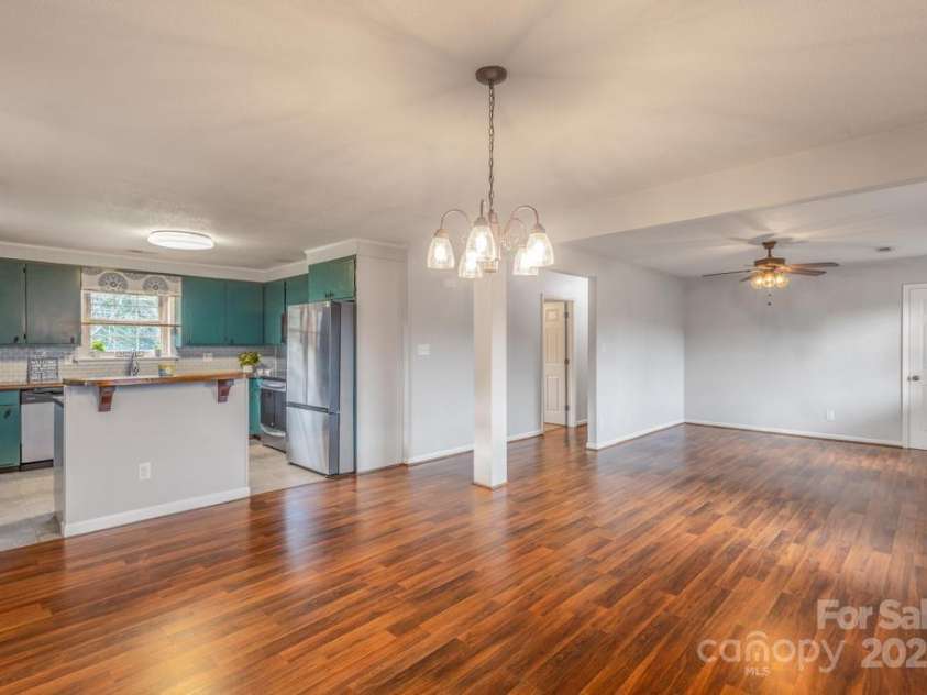 101 Hillsdale Lane, Taylorsville, NC 28681.  MLS# CAR4277637, YatesRealty ID 29135. Kitchen and living space