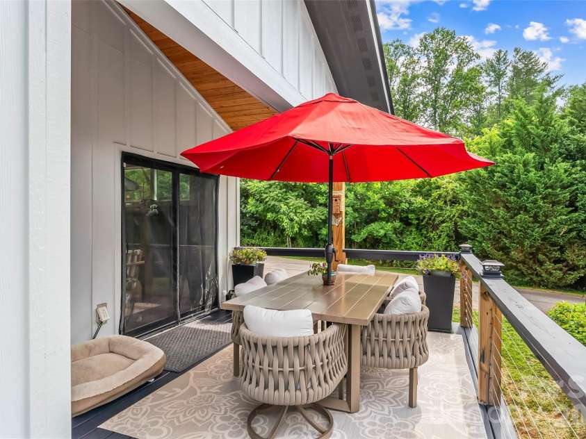1 Little Oak Road, Leicester, NC 28748.  MLS# CAR4378692, YatesRealty ID 29140. Deck with partial covered area