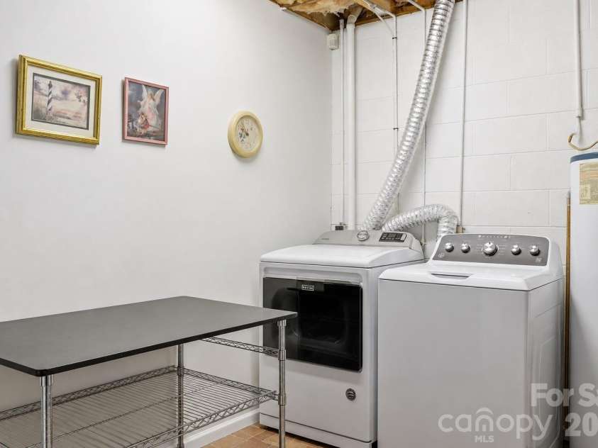 22 Webb Hill Road, Leicester, NC 28748.  MLS# CAR4386790, YatesRealty ID 29176. Basement laundry room