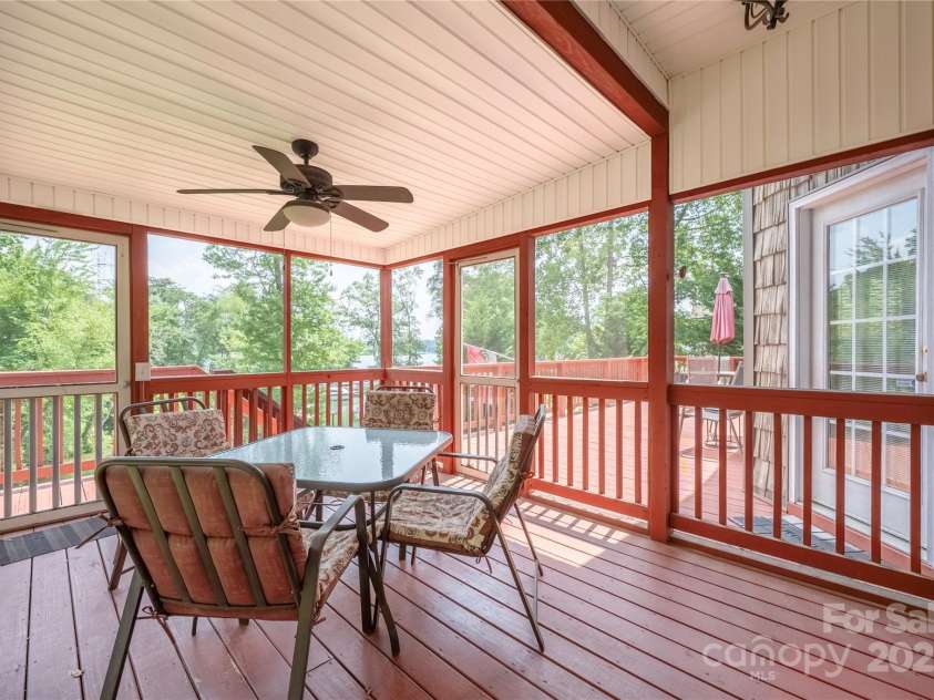 4478 Lake Drive, Sherrills Ford, NC 28673.  MLS# CAR4276198, YatesRealty ID 2920. Screened porch on upper deck