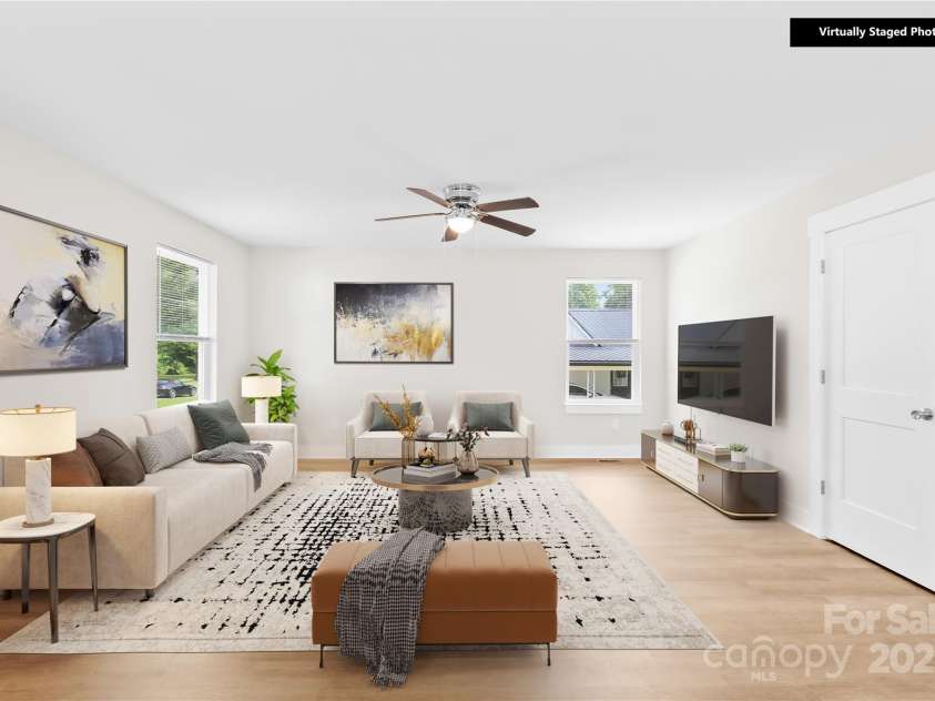 500 North Drive, Cherryville, NC 28021.  MLS# CAR4277226, YatesRealty ID 29222. Virtually staged large living area.