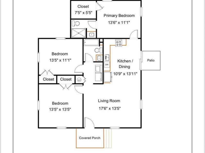 832 Sikes Avenue, Wadesboro, NC 28170.  MLS# CAR4311063, YatesRealty ID 2923. Floor plan