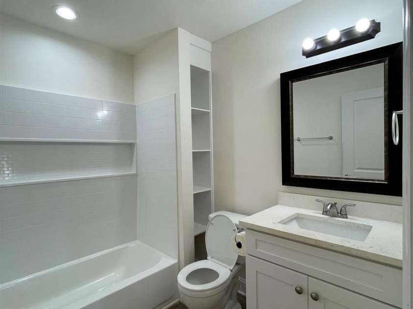 832 Sikes Avenue, Wadesboro, NC 28170.  MLS# CAR4311063, YatesRealty ID 2923. Hall bathroom