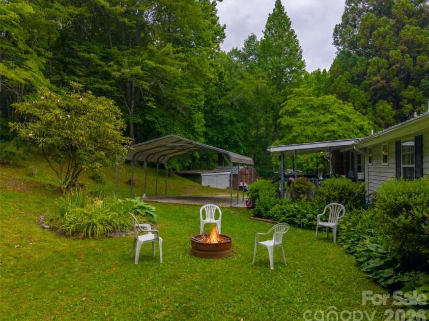 1350 Skeenah Road, Franklin, NC 28734.  MLS# CAR4388615, YatesRealty ID 29250. Firepit