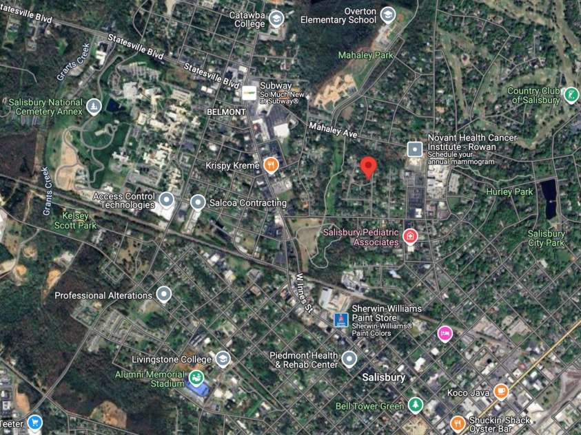 1101 Roundknob Avenue, Salisbury, NC 28144.  MLS# CAR4232007, YatesRealty ID 2926. Vicinity Map