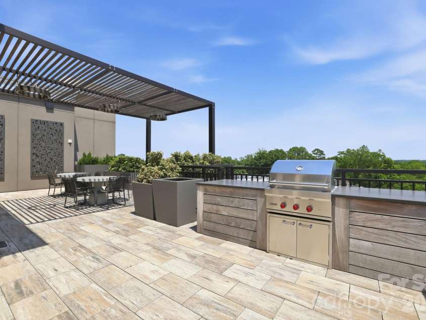 130 Cherokee Road, Charlotte, NC 28207.  MLS# CAR4370948, YatesRealty ID 29262. Grilling Area on Rooftop Terrace