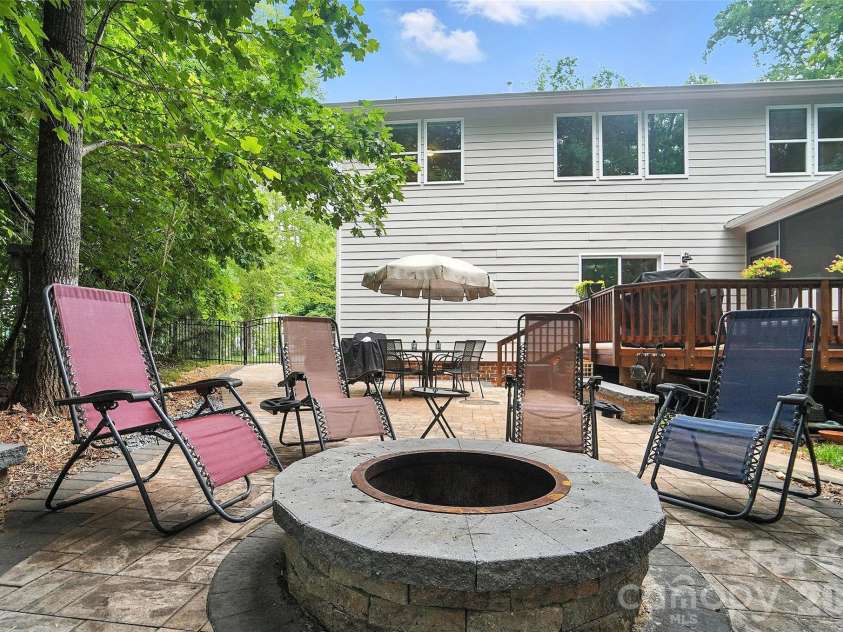 8214 Aspen Court, Charlotte, NC 28227.  MLS# CAR4272999, YatesRealty ID 29302. Paver patio with firepit