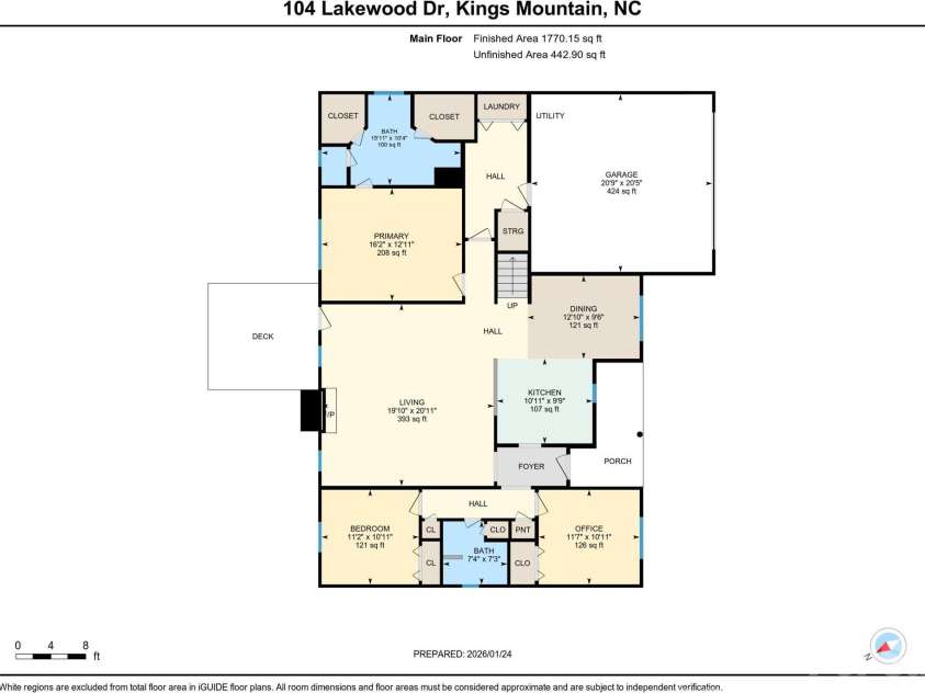 104 Lakewood Drive, Kings Mountain, NC 28086.  MLS# CAR4338504, YatesRealty ID 2938. First Floor Plan