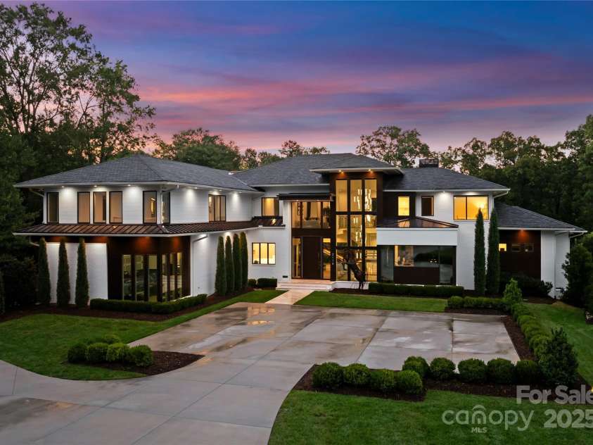 2116 Woodhaven Road, Charlotte, NC 28211.  MLS# CAR4186147, YatesRealty ID 2938. Front aerial twilight