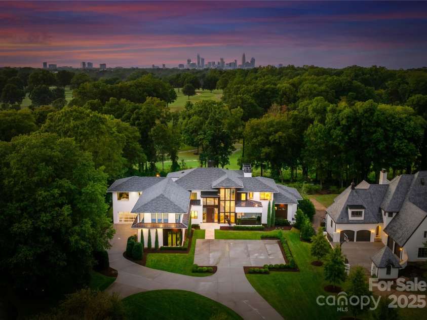 2116 Woodhaven Road, Charlotte, NC 28211.  MLS# CAR4186147, YatesRealty ID 2938. Front aerial twilight