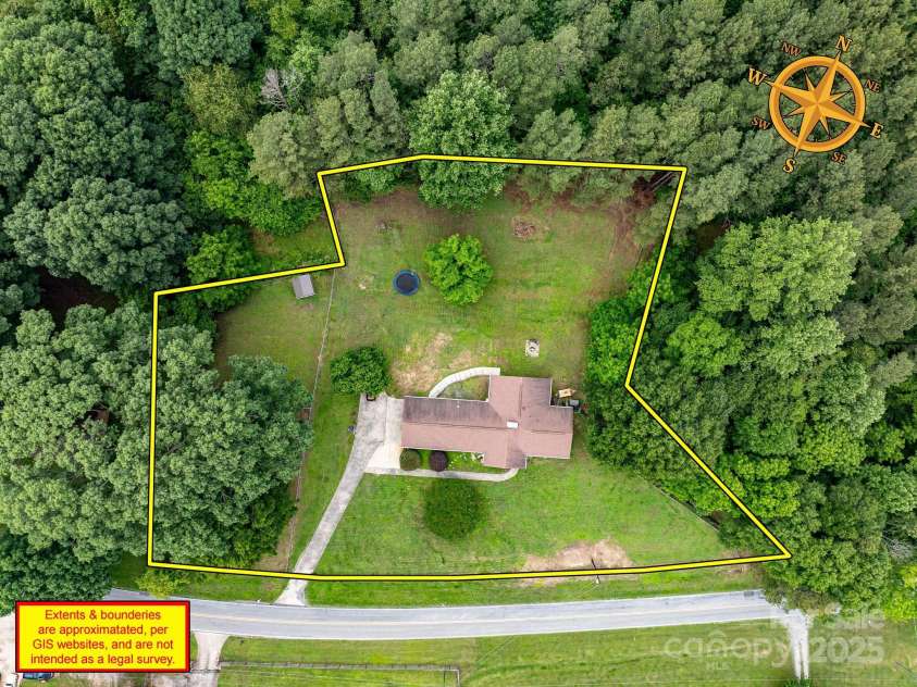 310 Yarbro Road, Kings Mountain, NC 28086.  MLS# CAR4265622, YatesRealty ID 29385. Ariel with Approximate Property Lines