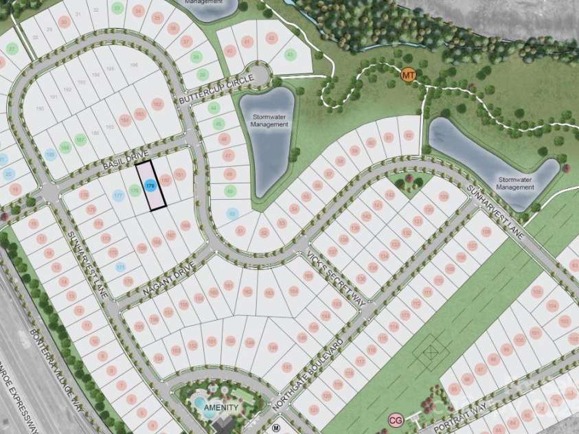 324 Basil Drive, Indian Trail, NC 28079.  MLS# CAR4237065, YatesRealty ID 29398. Esplanade at Northgate ~ Site Map