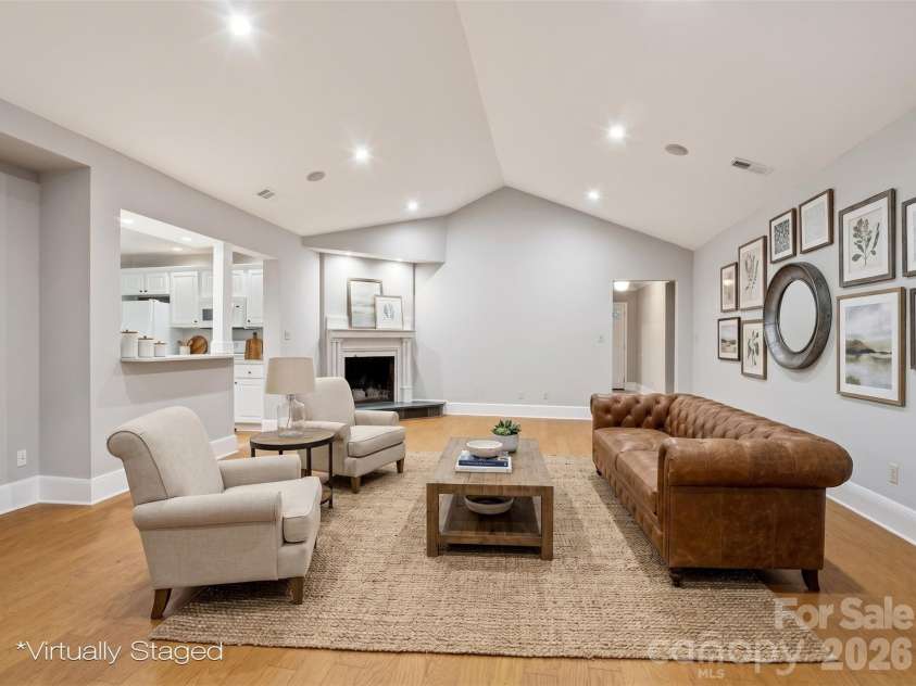 615 Rutledge Avenue, Rock Hill, SC 29732.  MLS# CAR4388294, YatesRealty ID 29444. Virtually Staged Great room with fireplace