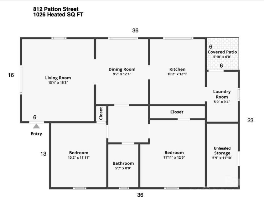 812 Patton Street, Rock Hill, SC 29730.  MLS# CAR4388049, YatesRealty ID 29451. Floor Plan