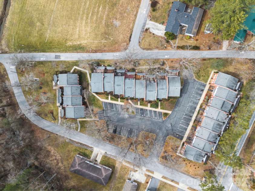 1409 Kensington Road, Hendersonville, NC 28791.  MLS# CAR4345772, YatesRealty ID 2946. Overhead view of Kensington Court, condo community 