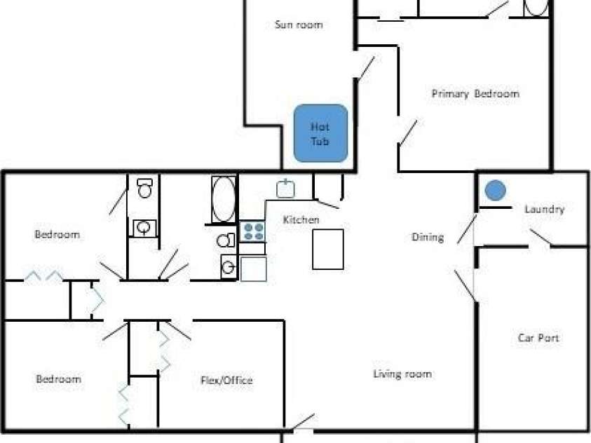 2518 Cove Creek Drive, Gastonia, NC 28056.  MLS# CAR4283051, YatesRealty ID 29491. General layout. not to scale