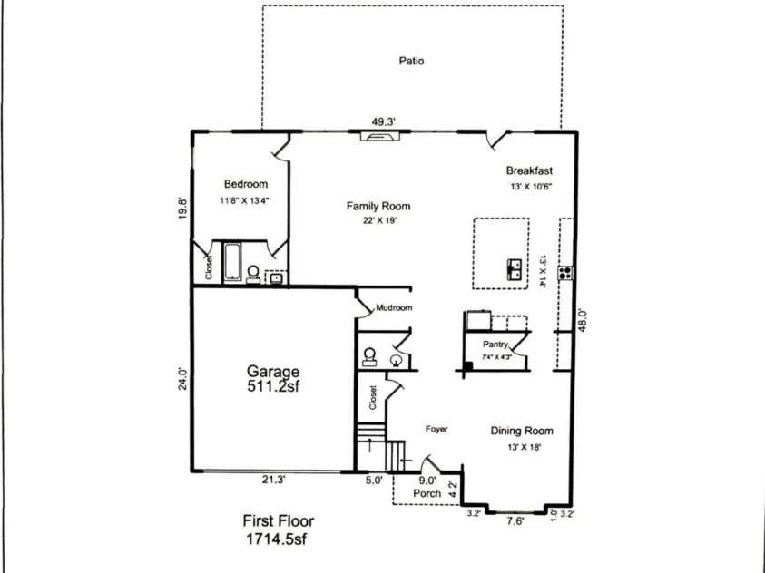 1385 Cilantro Court, Tega Cay, SC 29708.  MLS# CAR4391171, YatesRealty ID 29526. Floor Plan - 1st Floor
