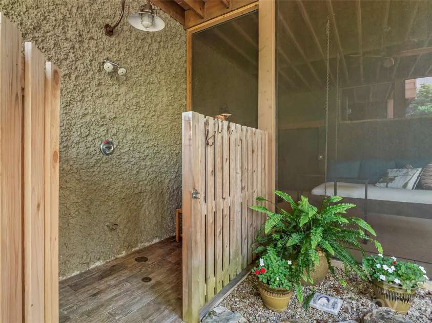 2087 Firestone Trail, Nebo, NC 28761.  MLS# CAR4390995, YatesRealty ID 29557. Outdoor shower