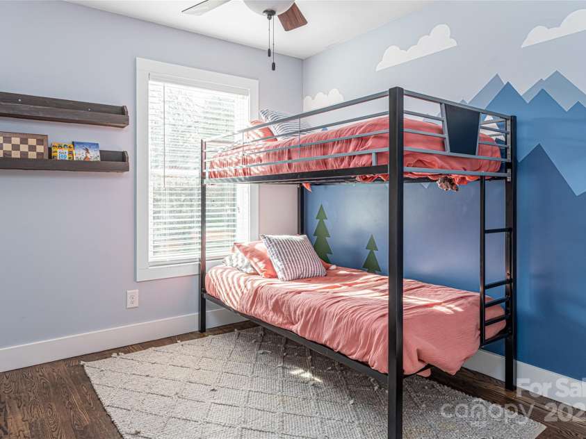 704 Azalea Avenue, Black Mountain, NC 28711.  MLS# CAR4283661, YatesRealty ID 29588. Blue ridge mountain mural in bedroom #2