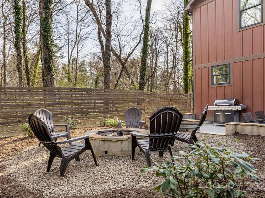 704 Azalea Avenue, Black Mountain, NC 28711.  MLS# CAR4283661, YatesRealty ID 29588. Outdoor firepit great for all seasons