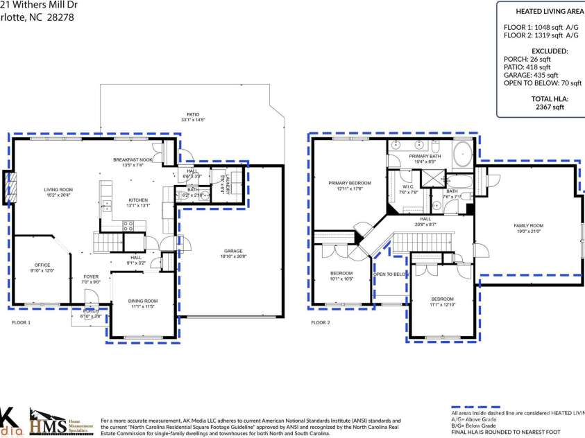 11621 Withers Mill Drive, Charlotte, NC 28278.  MLS# CAR4286202, YatesRealty ID 29594. 