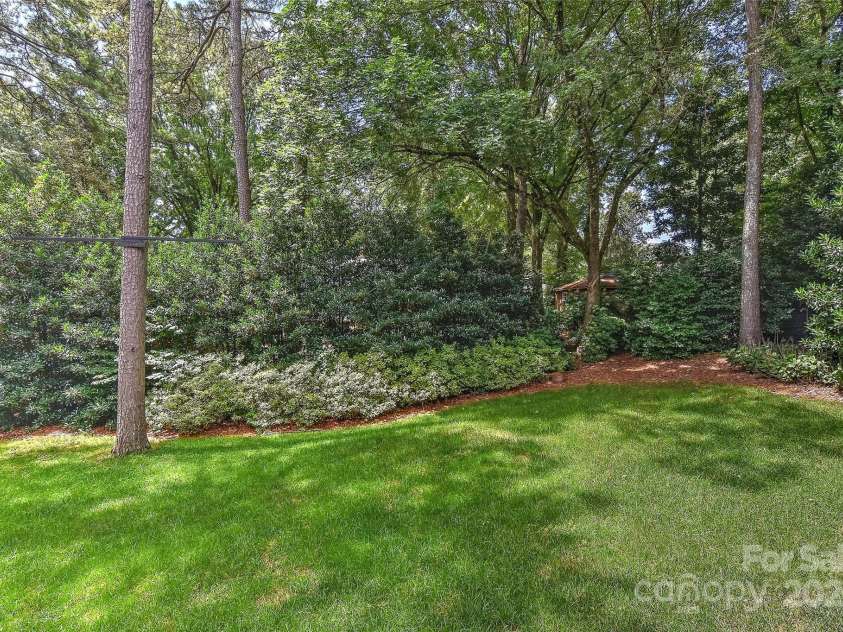 6117 Yellowood Road, Charlotte, NC 28210.  MLS# CAR4272398, YatesRealty ID 29599. Rear yard view from deck and tucked away in corner is a big storage shed.