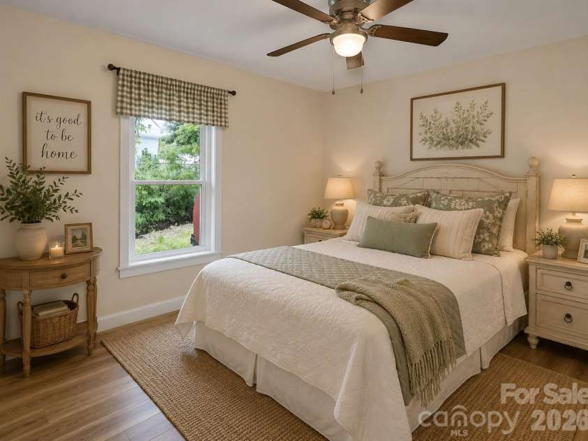 492 Riverbend Street, Waynesville, NC 28786.  MLS# CAR4388344, YatesRealty ID 29640. Bedroom Virtually Staged