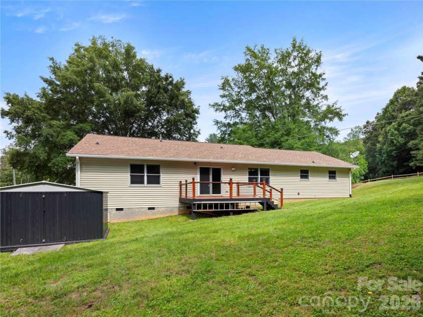 5 Harrison Hill Road, Swannanoa, NC 28778.  MLS# CAR4391617, YatesRealty ID 29644. Back deck and storage shed