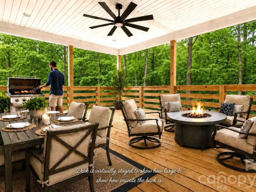 1065 Shawnee Trail, China Grove, NC 28023.  MLS# CAR4391383, YatesRealty ID 29651. Deck virtually staged to show how large.