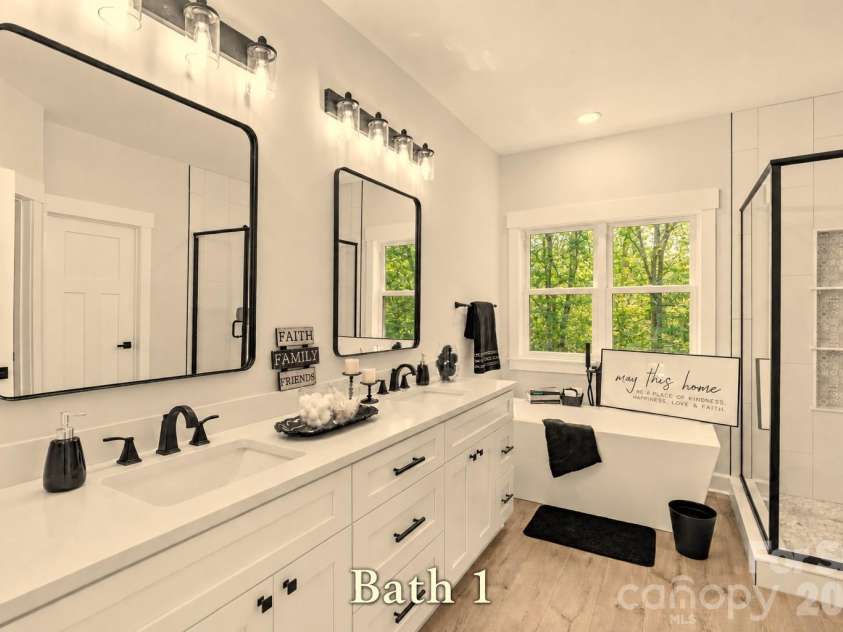 1065 Shawnee Trail, China Grove, NC 28023.  MLS# CAR4391383, YatesRealty ID 29651. Main Bath Suite with quartz dual vanities.