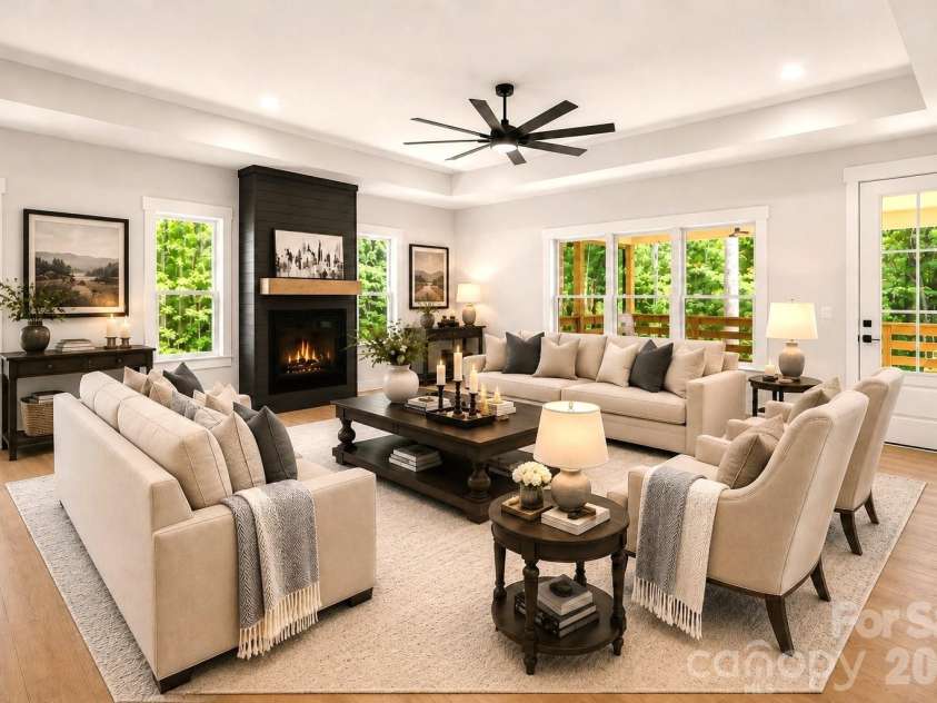 1065 Shawnee Trail, China Grove, NC 28023.  MLS# CAR4391383, YatesRealty ID 29651. Spacious Den virtually staged. (Fireplace comes with home.)
