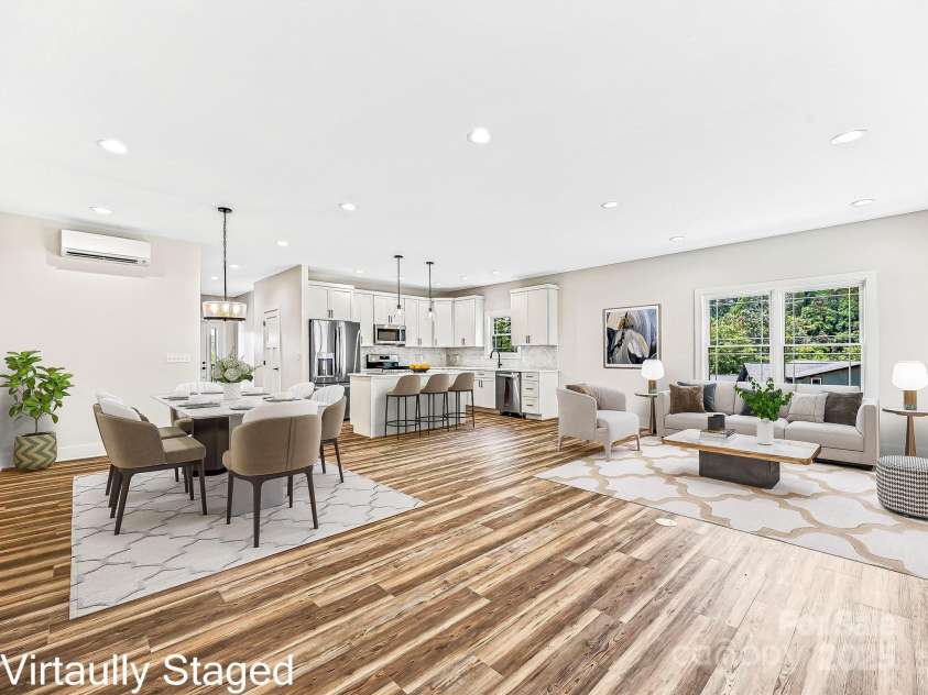 297 Bethany Drive, Mars Hill, NC 28754.  MLS# CAR4277821, YatesRealty ID 2976. Virtually Staged Kitchen - Dining - Living