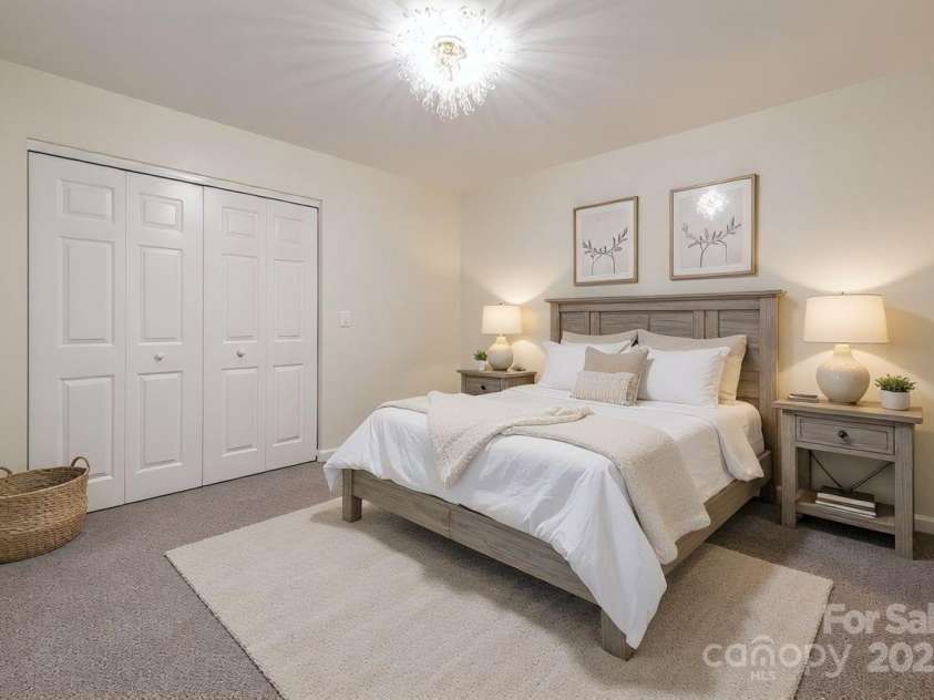 7801 Bella Vista Court, Charlotte, NC 28216.  MLS# CAR4285247, YatesRealty ID 29767. VIRTUAL STAGING of Bedroom showing potential placement of furniture.