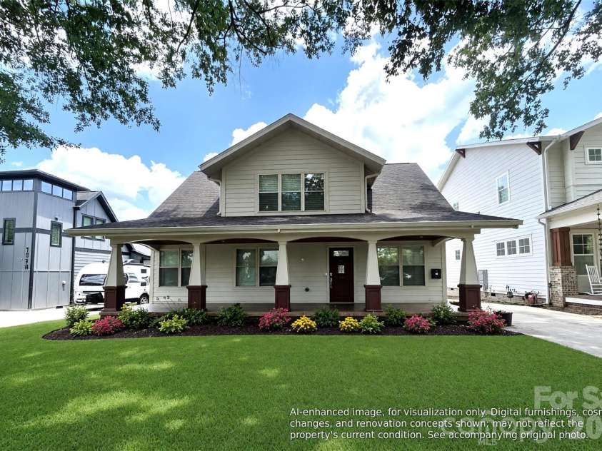 1512 Ivey Drive, Charlotte, NC 28205.  MLS# CAR4392958, YatesRealty ID 29814. Virtually staged/AI-enhanced photos illustrate potential improvements