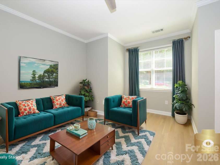 222 Torrence Street, Charlotte, NC 28204.  MLS# CAR4416207, YatesRealty ID 2984. Living room virtually staged