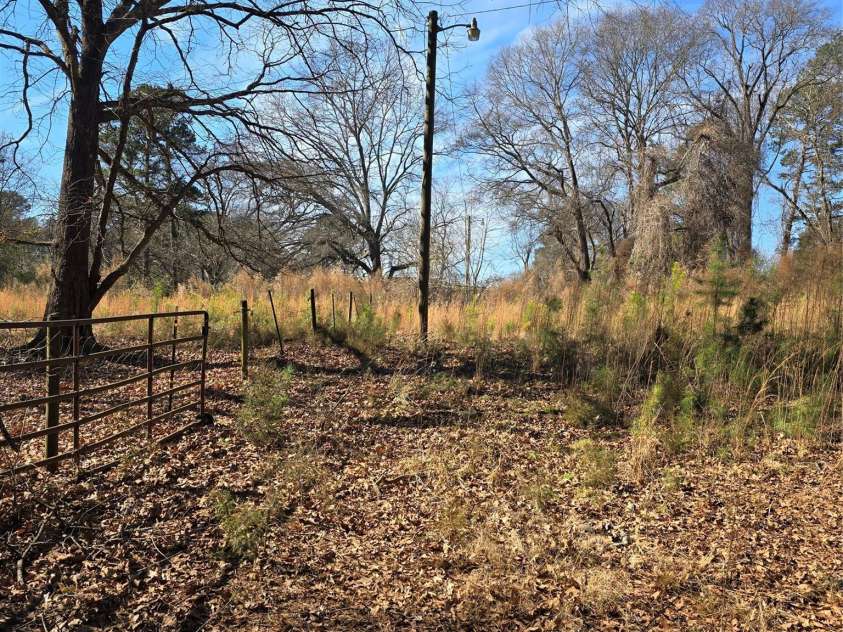 5323 New Hope Road, Belmont, NC 28012.  MLS# CAR4338697, YatesRealty ID 2986. Back of lot with some fencing and a T2 light