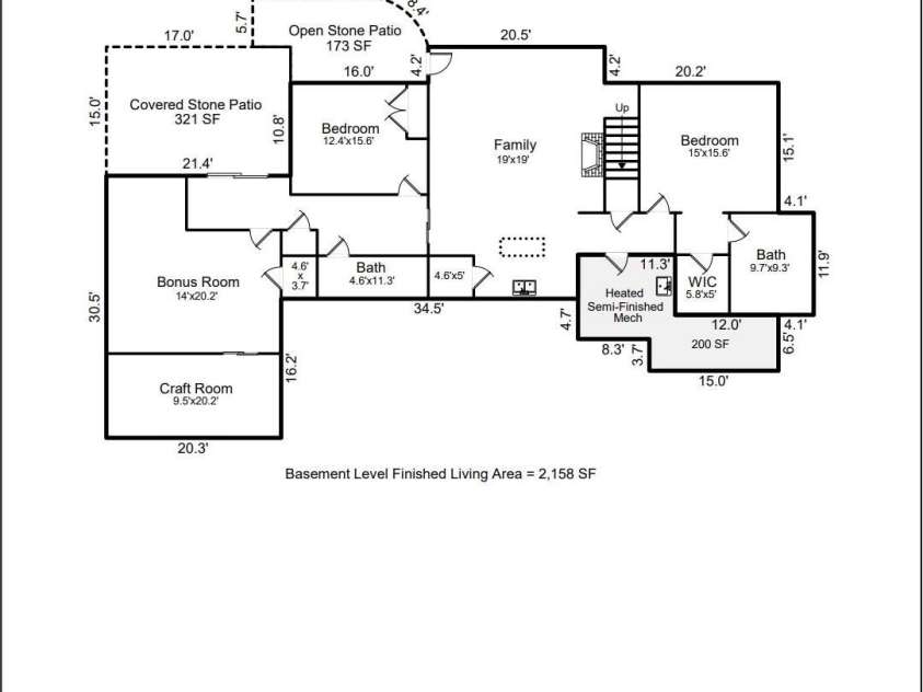 236 Summerset Drive, Hendersonville, NC 28792.  MLS# CAR4386294, YatesRealty ID 29872. Lower Level Floor Plan