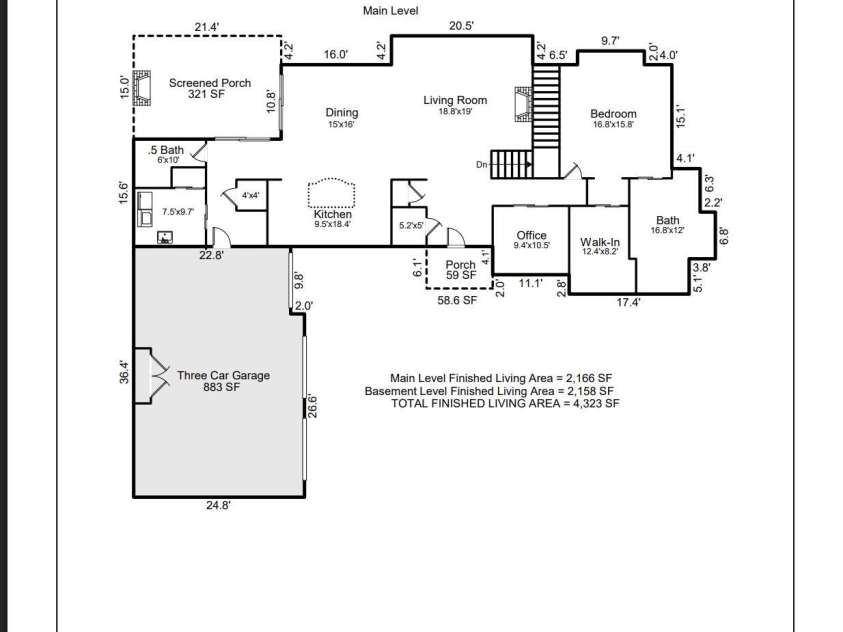 236 Summerset Drive, Hendersonville, NC 28792.  MLS# CAR4386294, YatesRealty ID 29872. Main Level Floor Plan