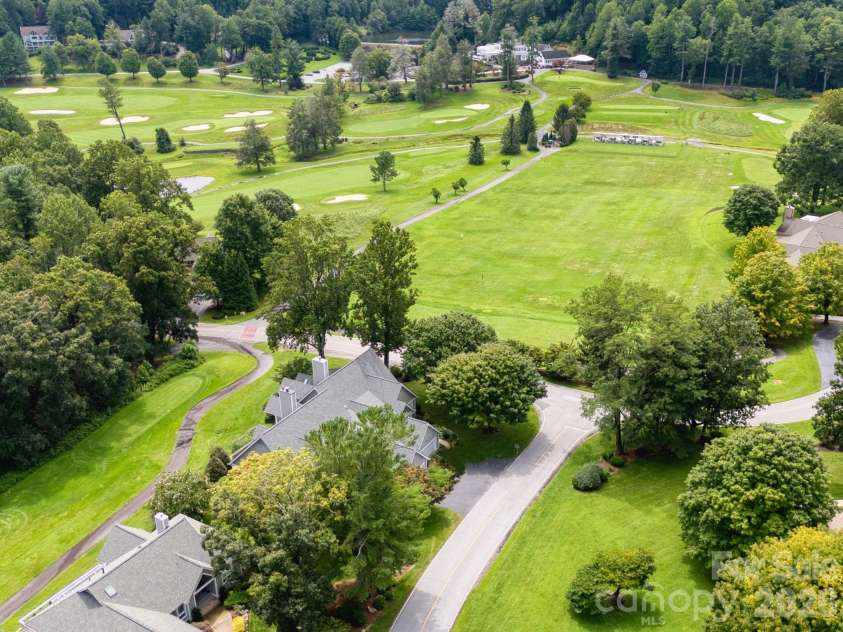 104 Overlook Drive, Flat Rock, NC 28731.  MLS# CAR4418068, YatesRealty ID 2991. Drone View of Fairway from home