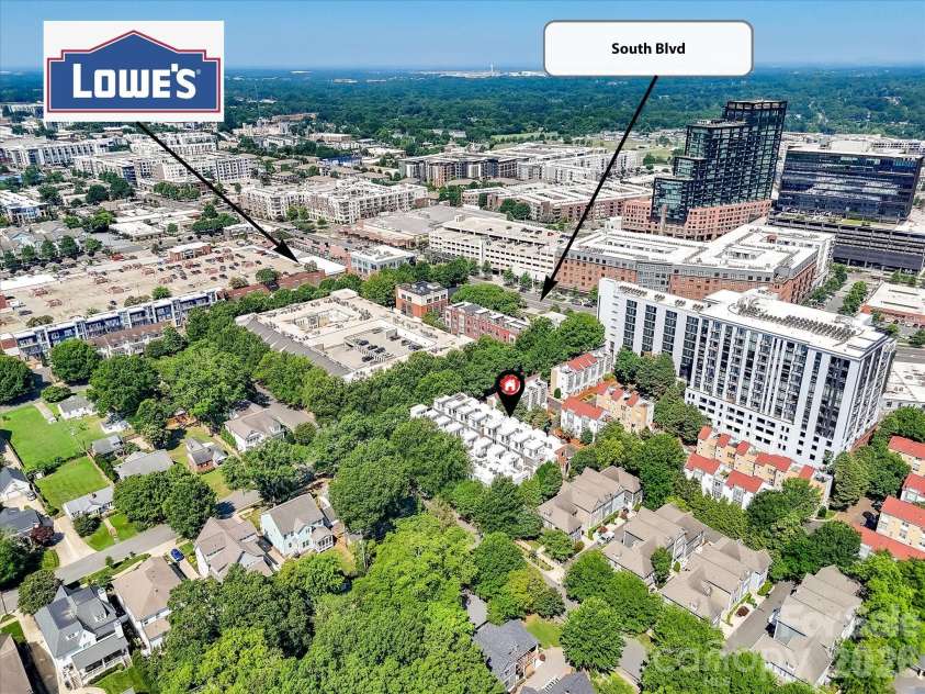 285 McDonald Avenue, Charlotte, NC 28203.  MLS# CAR4392788, YatesRealty ID 29915. Drone view