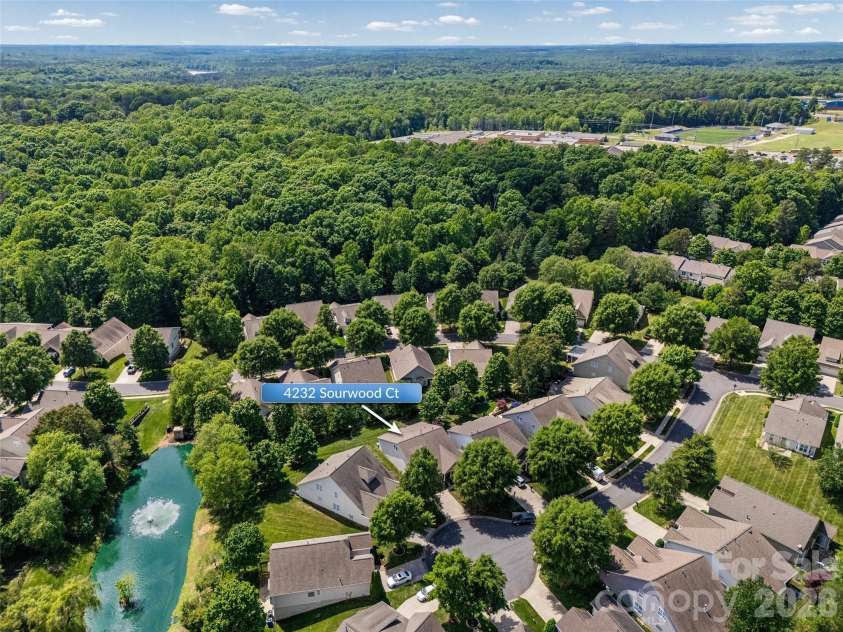 4232 Sourwood Court, Fort Mill, SC 29707.  MLS# CAR4376852, YatesRealty ID 29923. Aerial View
