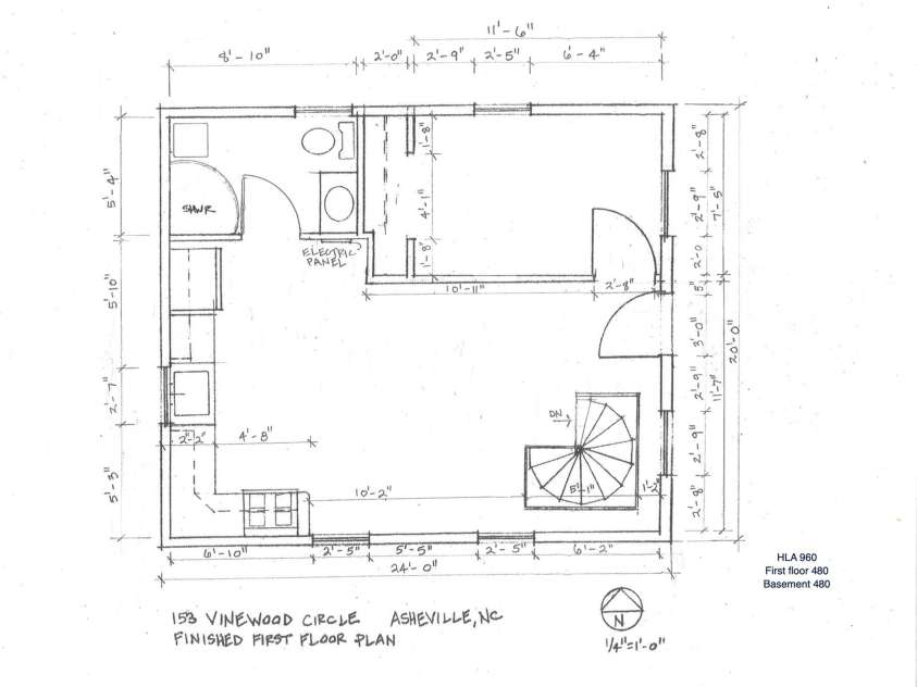 153 Vinewood Circle, Asheville, NC 28806.  MLS# CAR4374237, YatesRealty ID 30012. Existing floorplan main level