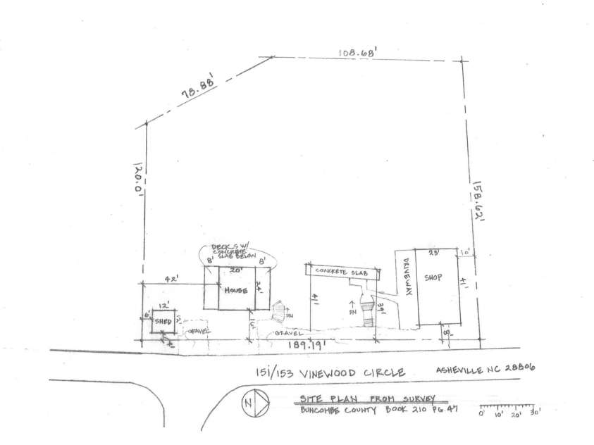 153 Vinewood Circle, Asheville, NC 28806.  MLS# CAR4374237, YatesRealty ID 30012. Site plan