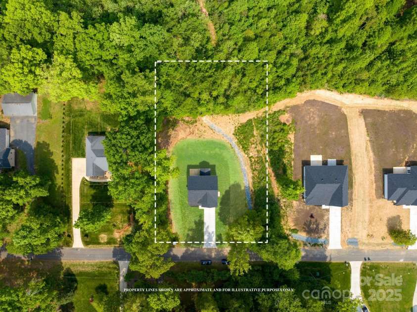 5115 Carden Drive, Charlotte, NC 28227.  MLS# CAR4250406, YatesRealty ID 30033. Aerial of the House