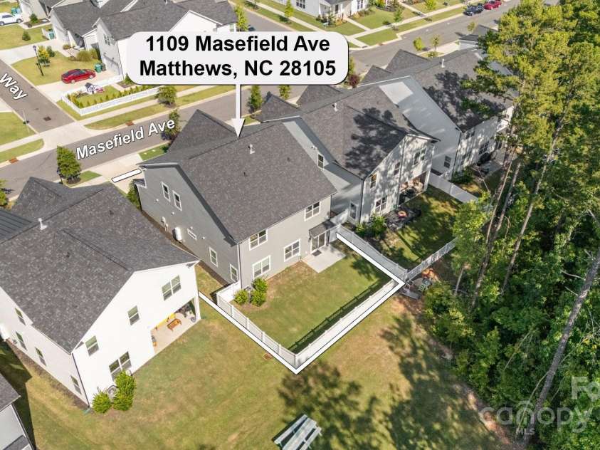 1109 Masefield Avenue, Matthews, NC 28105.  MLS# CAR4286519, YatesRealty ID 30054. 
