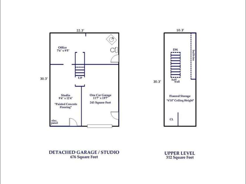 10 Deer Run Lane, Columbus, NC 28722.  MLS# CAR4392486, YatesRealty ID 30101. Floor plan for the detached garage and studio