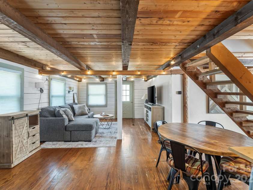 1623 Soco Road, Maggie Valley, NC 28751.  MLS# CAR4281971, YatesRealty ID 30118. Living and dining area - open and spacious!
